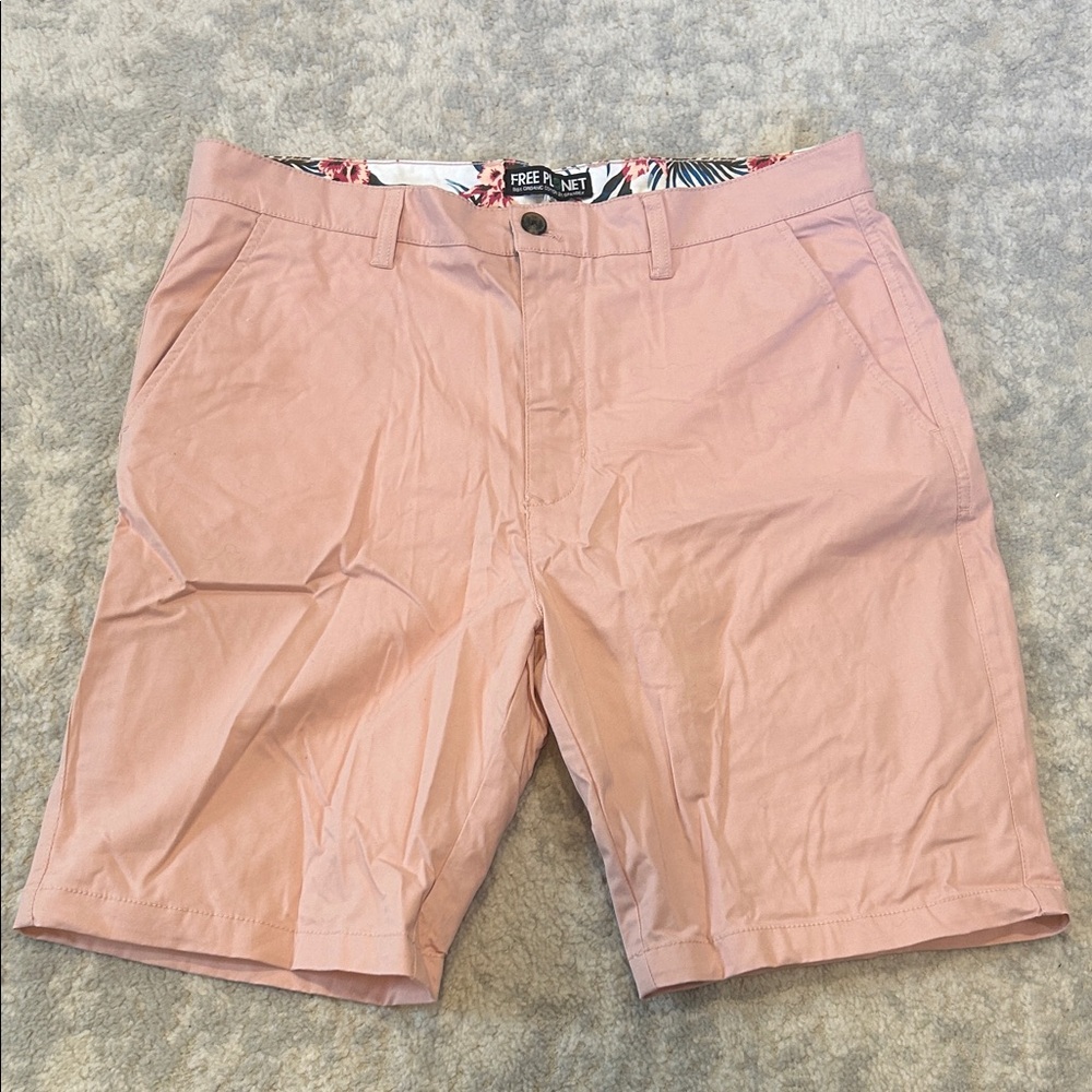 Free Planet Men's Light Pink Flat Front Shorts